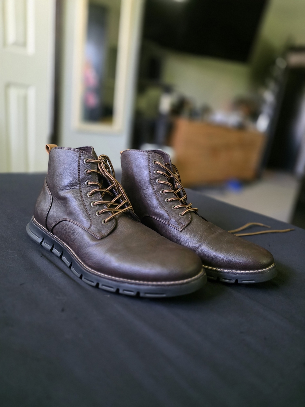 Kenneth Cole Reaction Men's Brown Leather Lace-Up Boots 11M